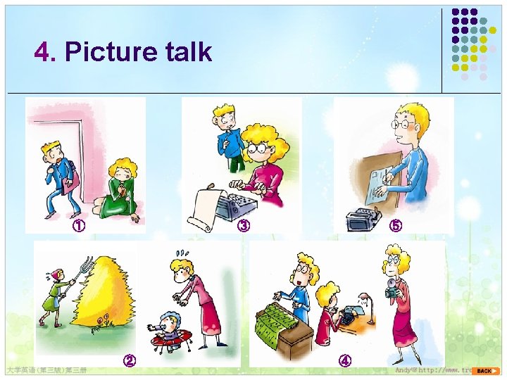 4. Picture talk ① ③ ② ⑤ ④ 