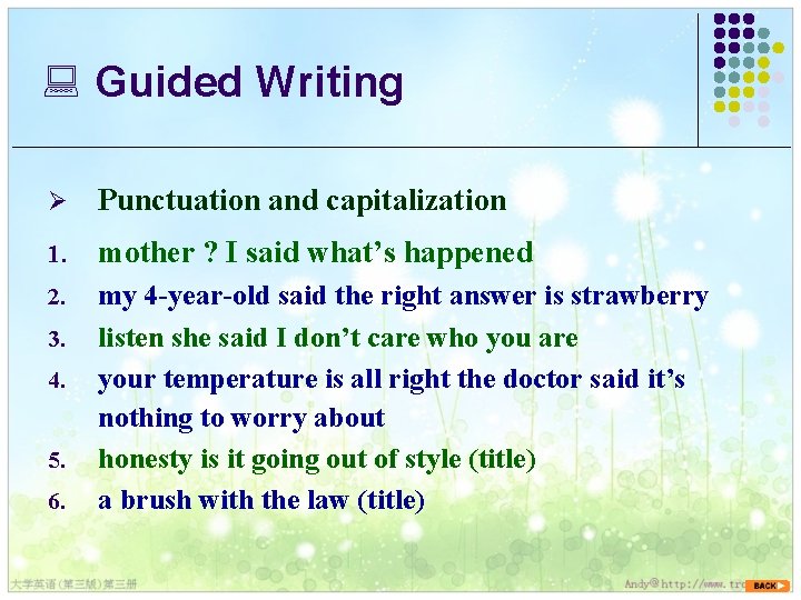 : Guided Writing Ø Punctuation and capitalization 1. mother ? I said what’s happened : Guided Writing Ø Punctuation and capitalization 1. mother ? I said what’s happened