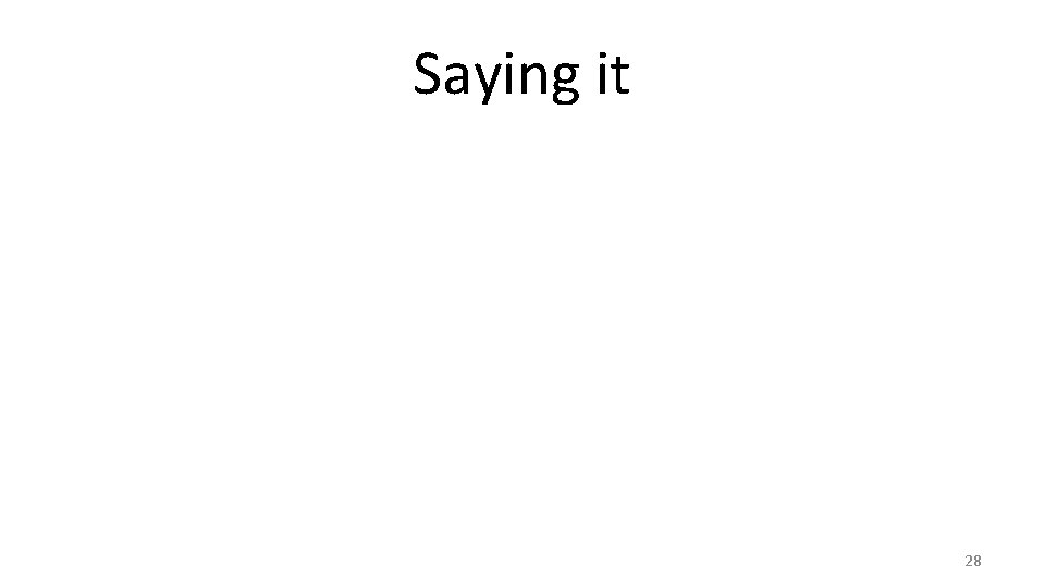 Saying it 28 