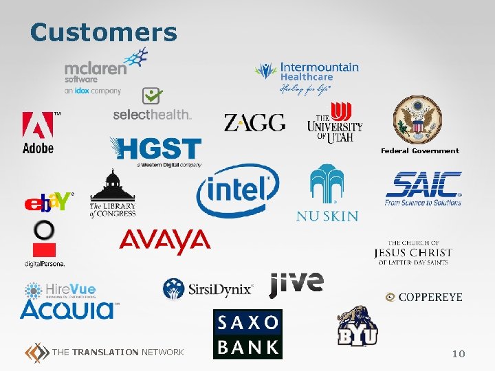Customers Federal Government THE TRANSLATION NETWORK 10 Customers Federal Government THE TRANSLATION NETWORK 10