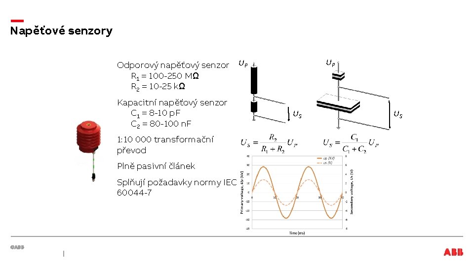 Napěťové senzory Odporový napěťový senzor R 1 = 100 -250 MΩ R 2 =