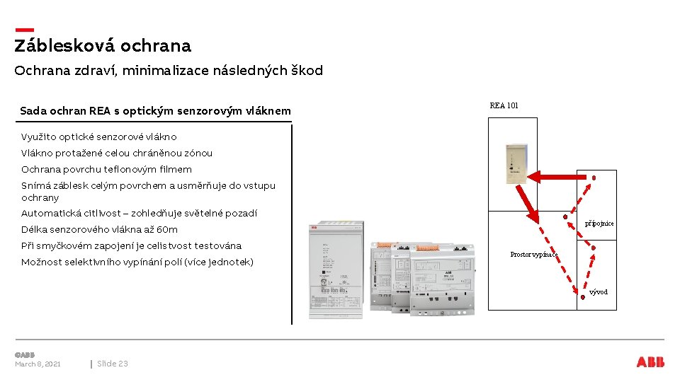 Záblesková ochrana Ochrana zdraví, minimalizace následných škod Sada ochran REA s optickým senzorovým vláknem