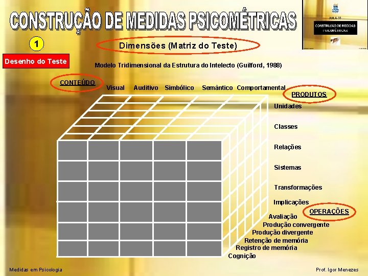 1 Dimensões (Matriz do Teste) Desenho do Teste Modelo Tridimensional da Estrutura do Intelecto