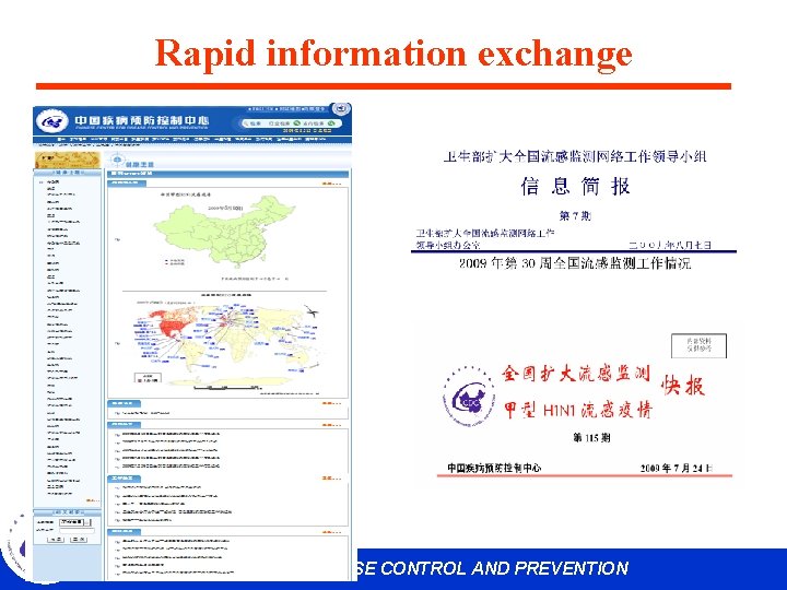 Rapid information exchange CHINESE CENTER FOR DISEASE CONTROL AND PREVENTION 