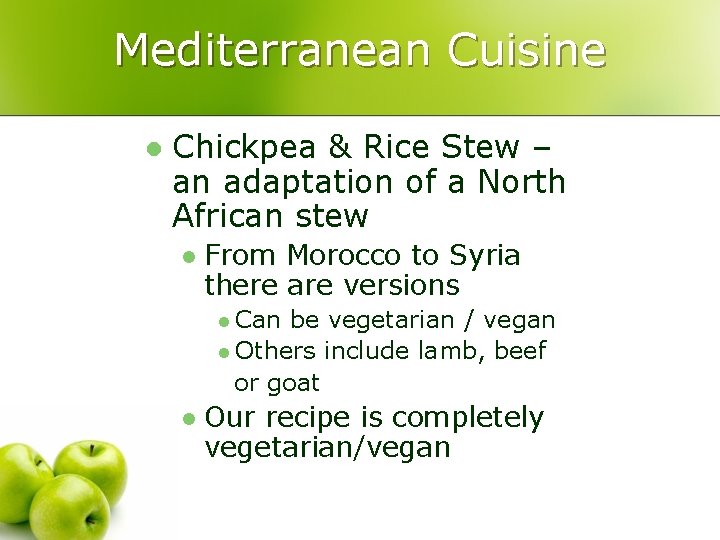 Mediterranean Cuisine l Chickpea & Rice Stew – an adaptation of a North African