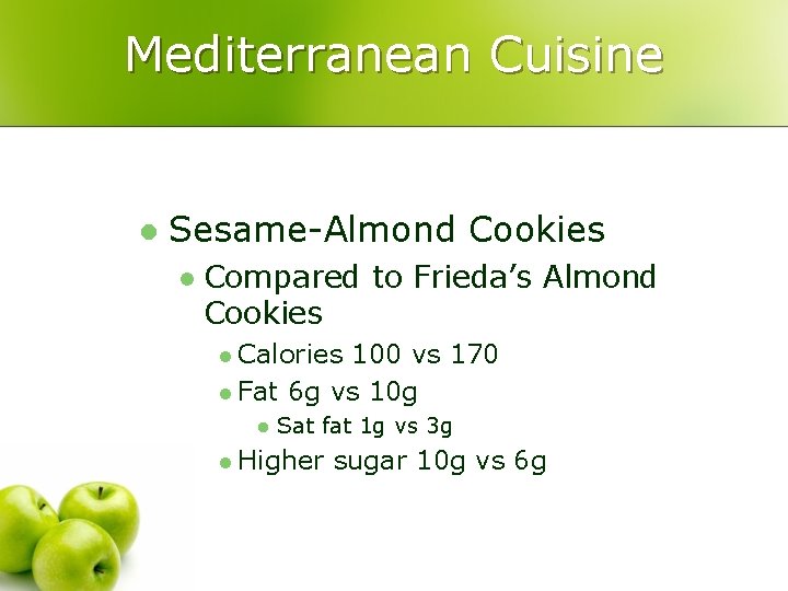 Mediterranean Cuisine l Sesame-Almond Cookies l Compared to Frieda’s Almond Cookies l Calories 100