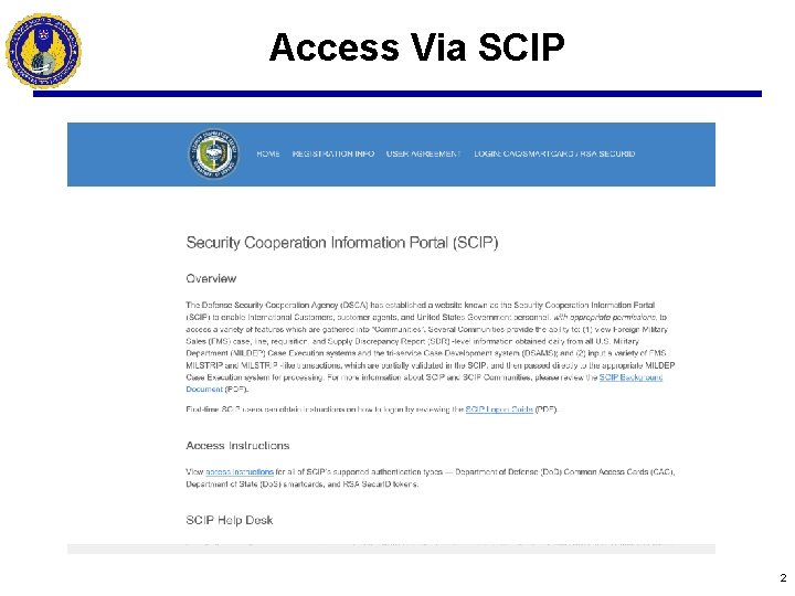 Access Via SCIP 2 