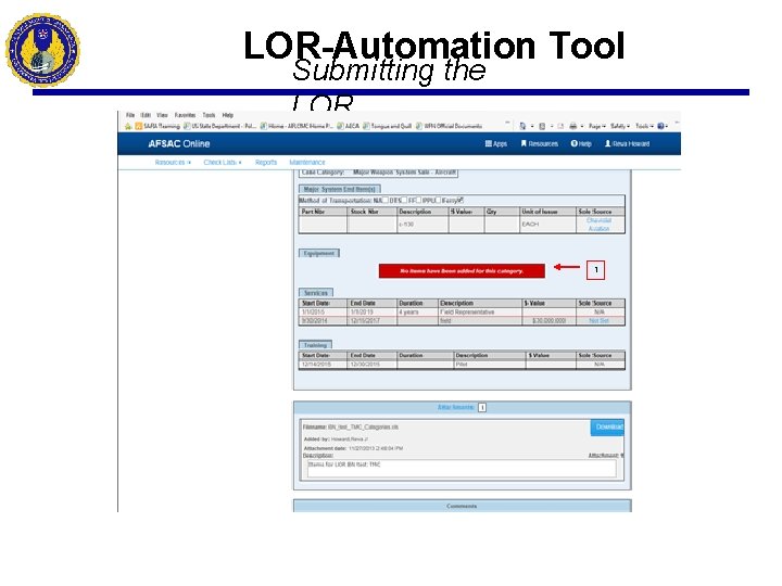 LOR-Automation Tool Submitting the LOR 1 