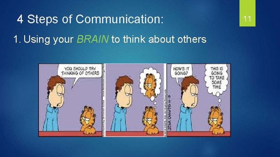 4 Steps of Communication: 1. Using your BRAIN to think about others 11 