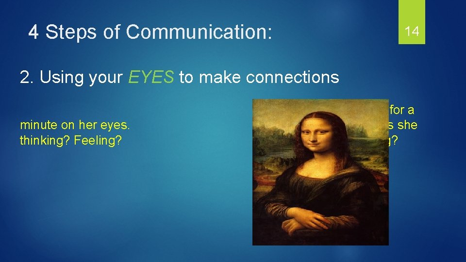 4 Steps of Communication: 14 2. Using your EYES to make connections minute on