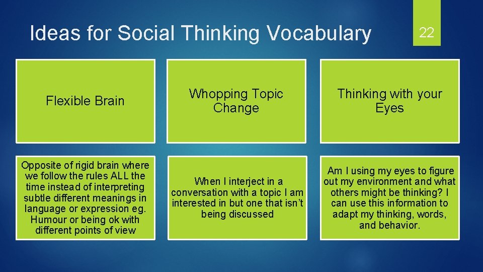 Ideas for Social Thinking Vocabulary Flexible Brain Opposite of rigid brain where we follow