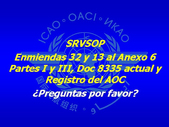 SRVSOP Enmiendas 32 y 13 al Anexo 6 Partes I y III, Doc 8335