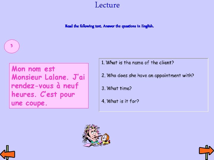 Lecture Read the following text. Answer the questions in English. 3 Mon nom est Lecture Read the following text. Answer the questions in English. 3 Mon nom est