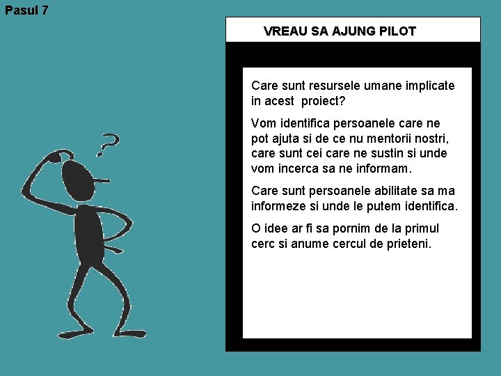 Pasul 7 VREAU SA AJUNG PILOT Care sunt resursele umane implicate in acest proiect?