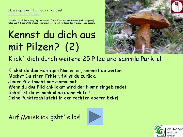 Dieses Quiz kann frei kopiert werden! Inhalt und Impressum November 2019, Gestaltung Ingo Mennerich,