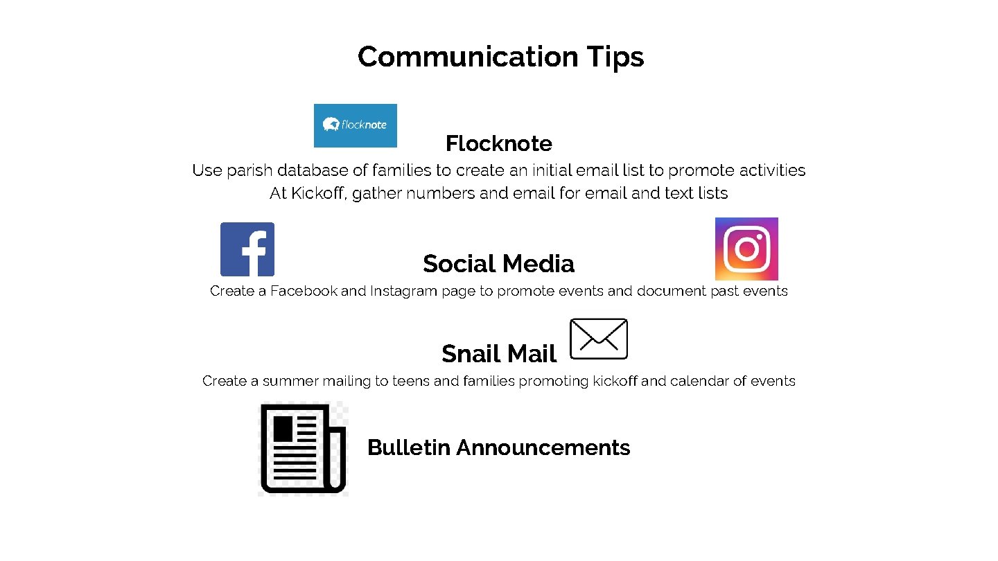 Communication Tips Flocknote Use parish database of families to create an initial email list