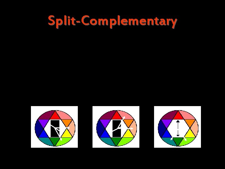 Split-Complementary Like complementary colors, split-complementary colors are also opposite each other, but include three