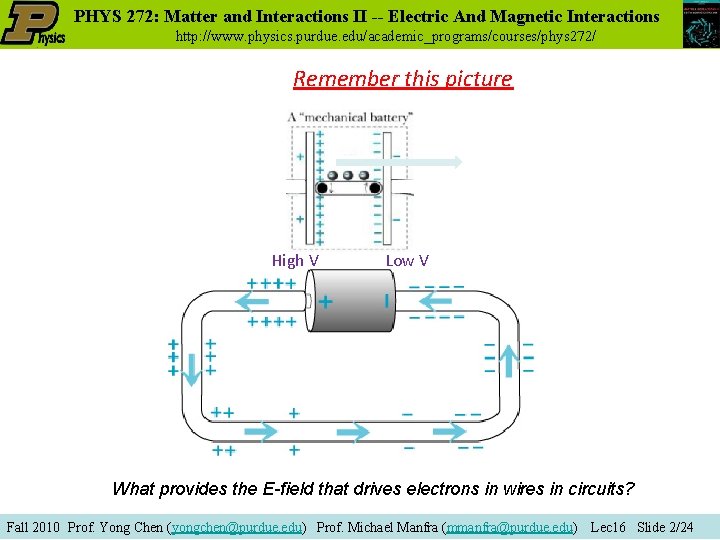 PHYS 272: Matter and Interactions II -- Electric And Magnetic Interactions http: //www. physics.