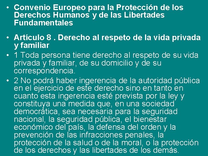  • Convenio Europeo para la Protección de los Derechos Humanos y de las