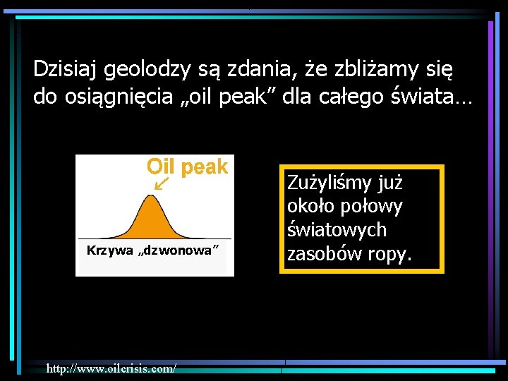 Dzisiaj geolodzy są zdania, że zbliżamy się do osiągnięcia „oil peak” dla całego świata…