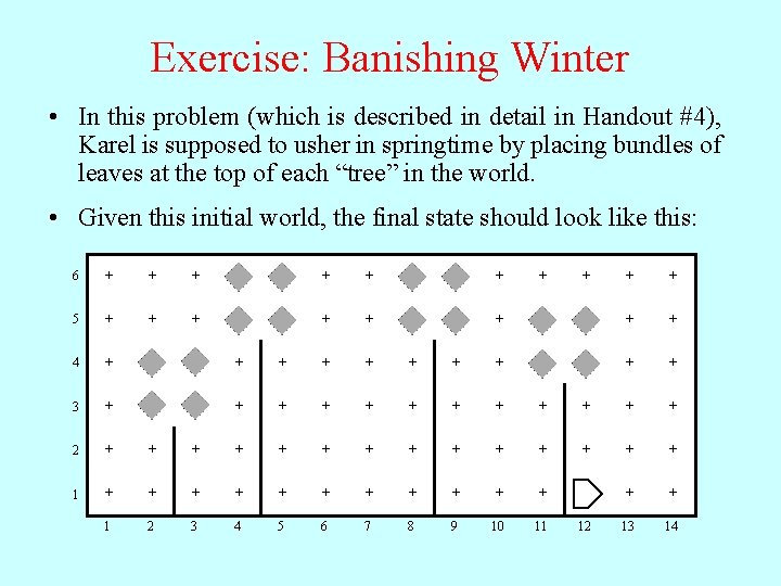 Exercise: Banishing Winter • In this problem (which is described in detail in Handout