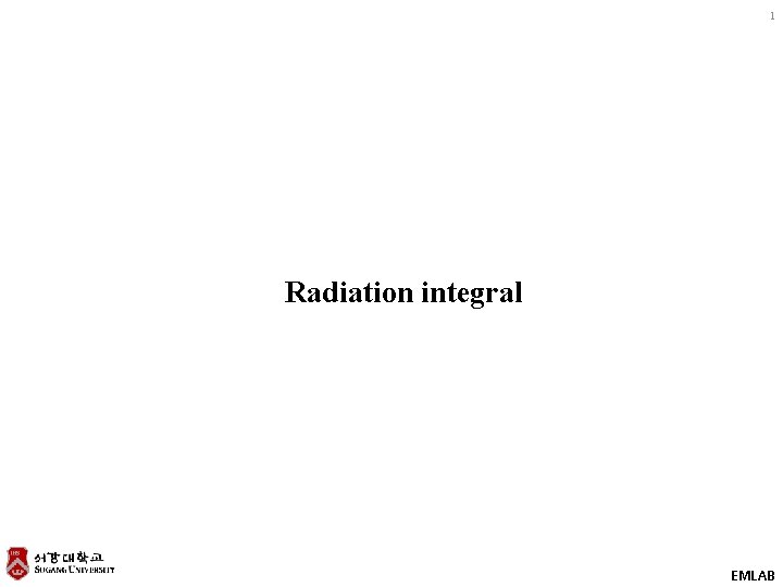 1 Radiation integral EMLAB 