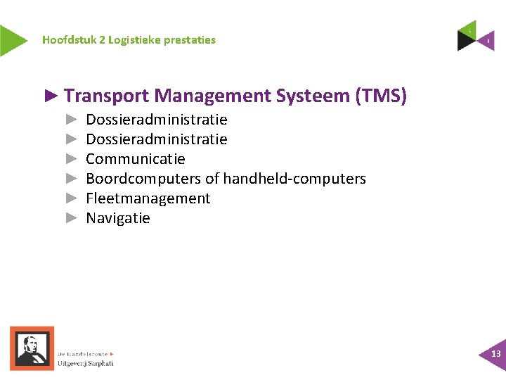 Hoofdstuk 2 Logistieke prestaties ► Transport Management Systeem (TMS) ► ► ► Dossieradministratie Communicatie