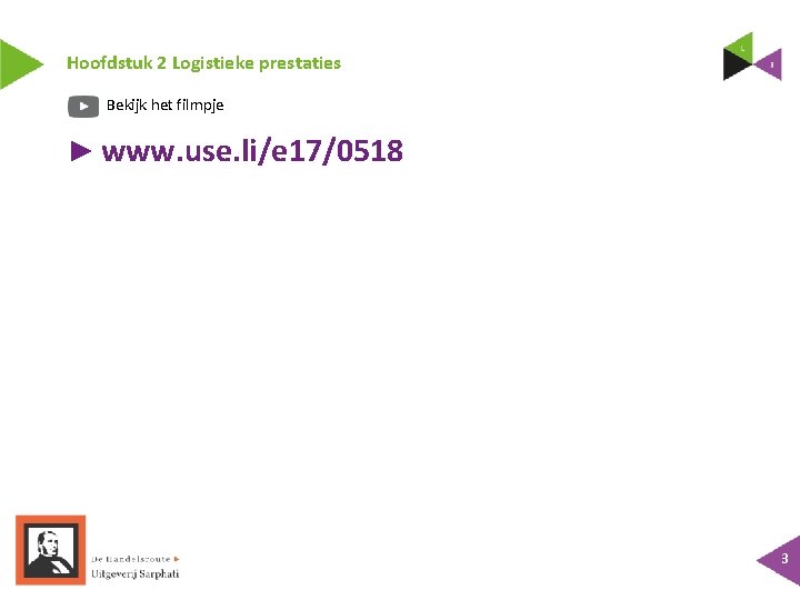 Hoofdstuk 2 Logistieke prestaties Bekijk het filmpje ► www. use. li/e 17/0518 3 
