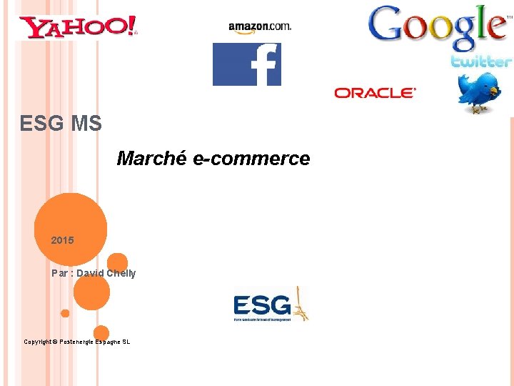 ESG MS Marché e-commerce 2015 Par : David Chelly Copyright © Postenergie Espagne SL