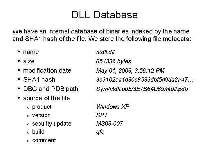 Reverse Engineering Microsoft Binaries Alexander Sotirov ...