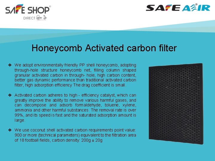 Honeycomb Activated carbon filter v We adopt environmentally friendly PP shell honeycomb, adopting through-hole