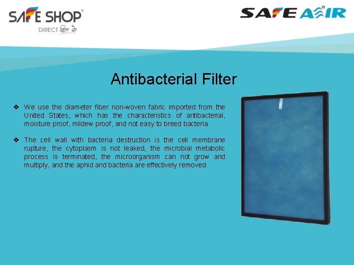 Antibacterial Filter v We use the diameter fiber non-woven fabric imported from the United