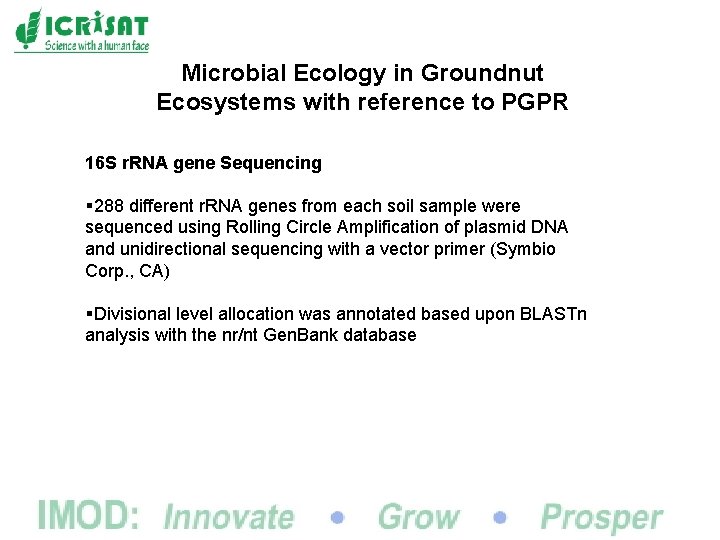 Microbial Ecology in Groundnut Ecosystems with reference to PGPR 16 S r. RNA gene