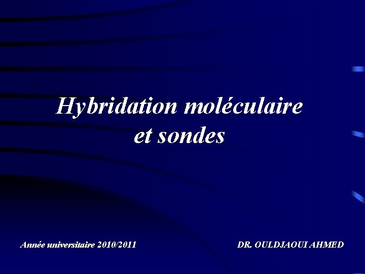 Hybridation moléculaire et sondes Année universitaire 2010/2011 DR. OULDJAOUI AHMED 