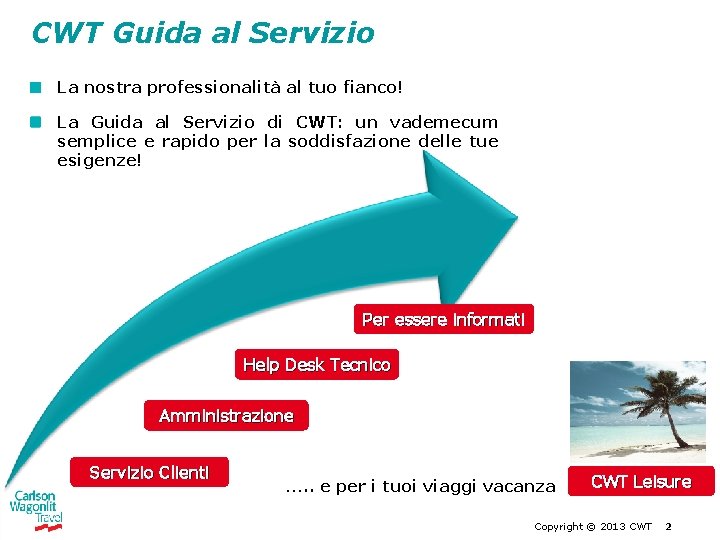 CWT Guida al Servizio La nostra professionalità al tuo fianco! La Guida al Servizio CWT Guida al Servizio La nostra professionalità al tuo fianco! La Guida al Servizio