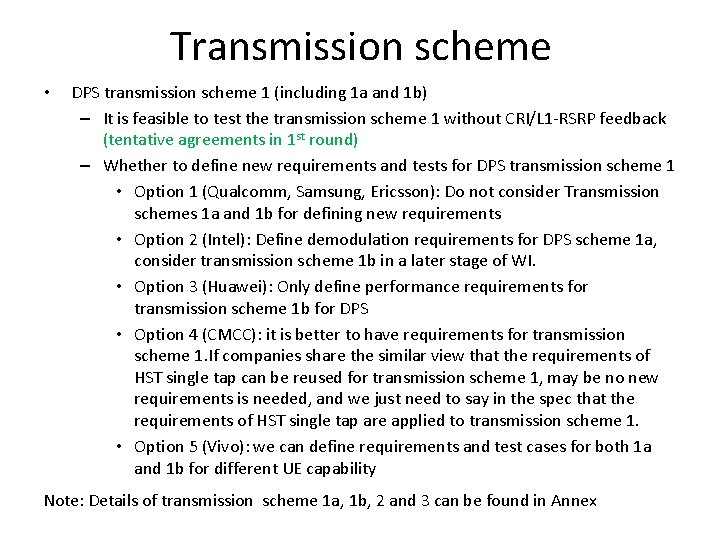 Transmission scheme • DPS transmission scheme 1 (including 1 a and 1 b) –