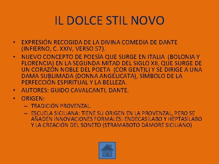 IL DOLCE STIL NOVO • EXPRESIÓN RECOGIDA DE LA DIVINA COMEDIA DE DANTE (INFIERNO,