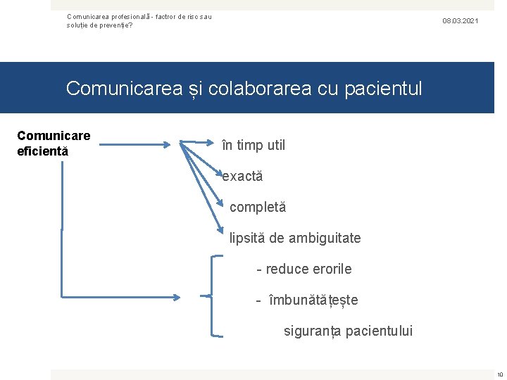 Comunicarea profesională - factror de risc sau soluție de prevenție? 08. 03. 2021 Comunicarea