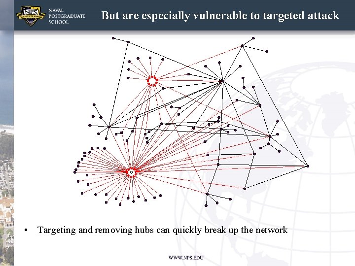 But are especially vulnerable to targeted attack • Targeting and removing hubs can quickly