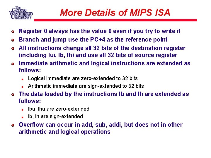 More Details of MIPS ISA Register 0 always has the value 0 even if