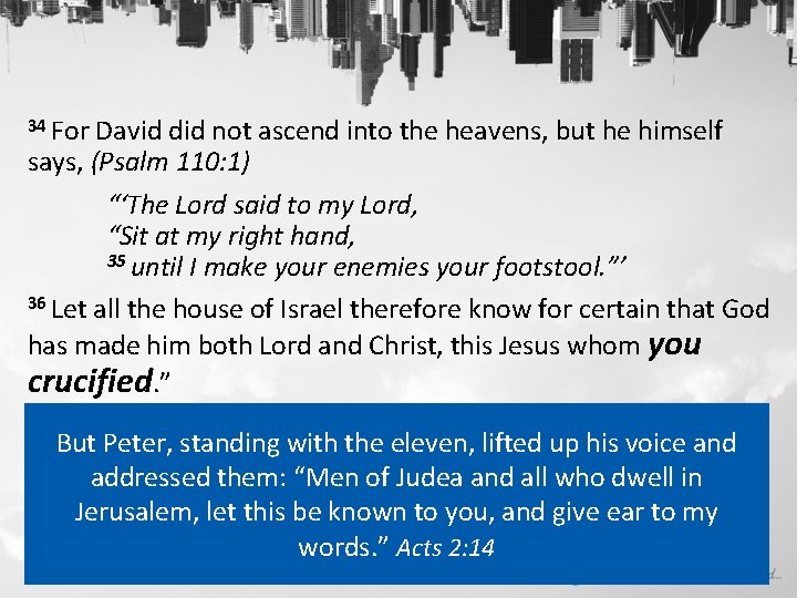 34 For David did not ascend into the heavens, but he himself says, (Psalm