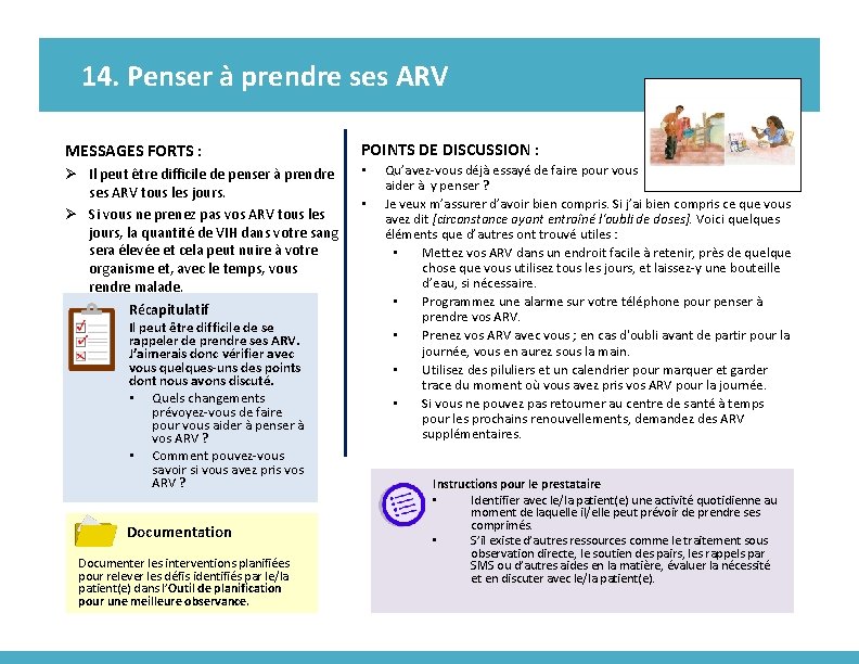 14. Penser à prendre ses ARV MESSAGES FORTS : Ø Il peut être difficile 14. Penser à prendre ses ARV MESSAGES FORTS : Ø Il peut être difficile
