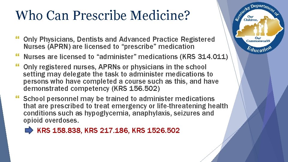 Who Can Prescribe Medicine? } Only Physicians, Dentists and Advanced Practice Registered Nurses (APRN) Who Can Prescribe Medicine? } Only Physicians, Dentists and Advanced Practice Registered Nurses (APRN)