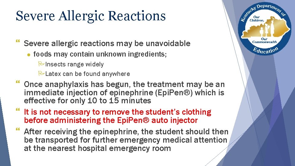 Severe Allergic Reactions } Severe allergic reactions may be unavoidable ● foods may contain Severe Allergic Reactions } Severe allergic reactions may be unavoidable ● foods may contain