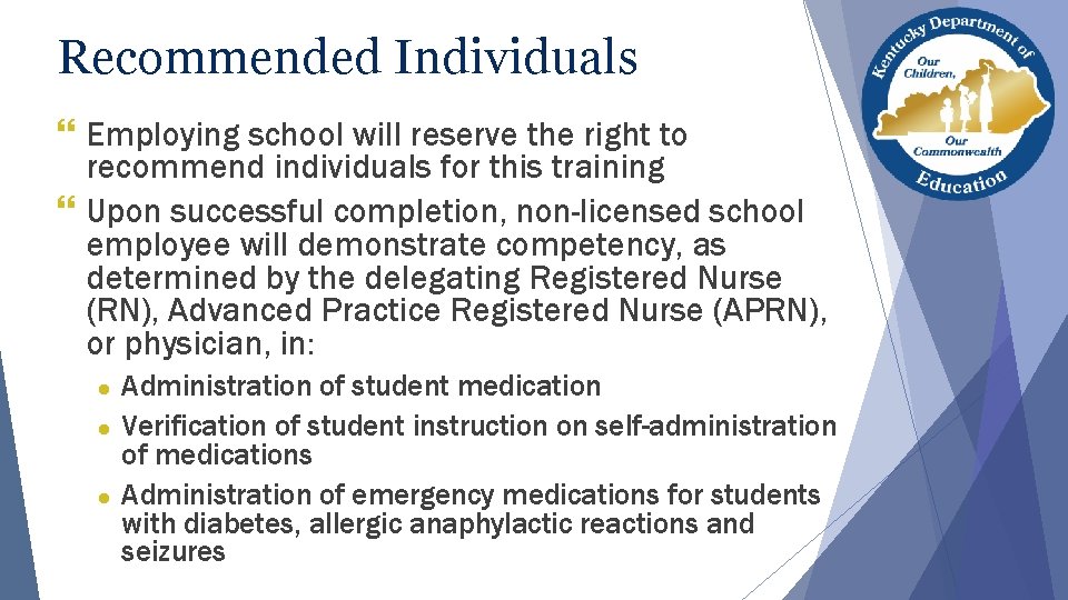 Recommended Individuals } Employing school will reserve the right to recommend individuals for this Recommended Individuals } Employing school will reserve the right to recommend individuals for this