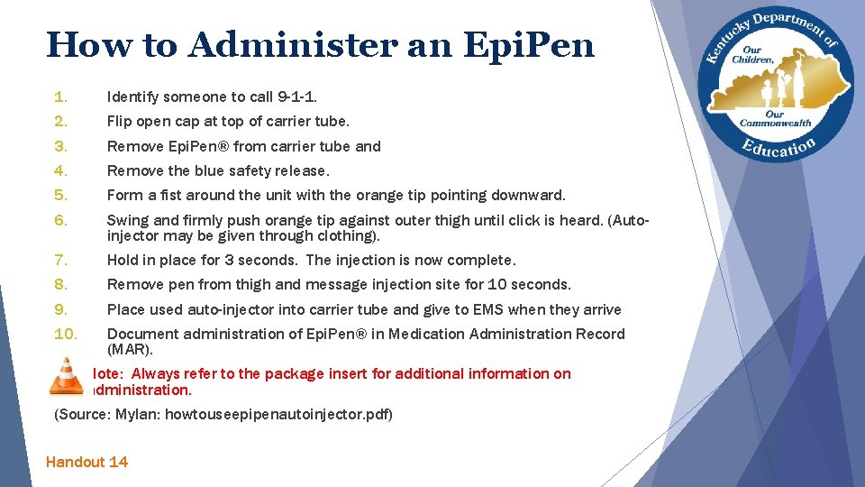 How to Administer an Epi. Pen 1. 2. 3. 4. 5. 6. Identify someone How to Administer an Epi. Pen 1. 2. 3. 4. 5. 6. Identify someone