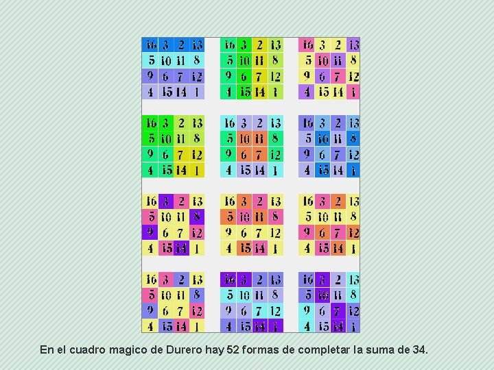 En el cuadro magico de Durero hay 52 formas de completar la suma de