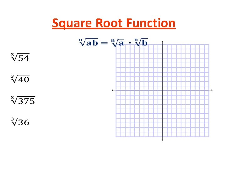 Square Root Function • Square Root Function •