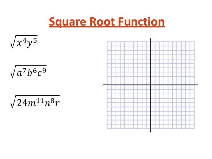 Square Root Function • Square Root Function •