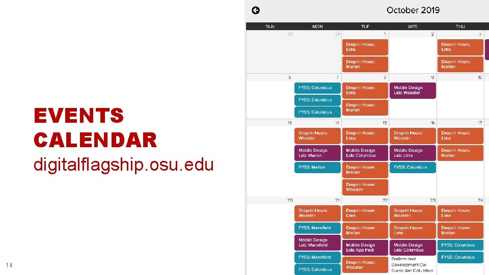 EVENTS CALENDAR digitalflagship. osu. edu 14 